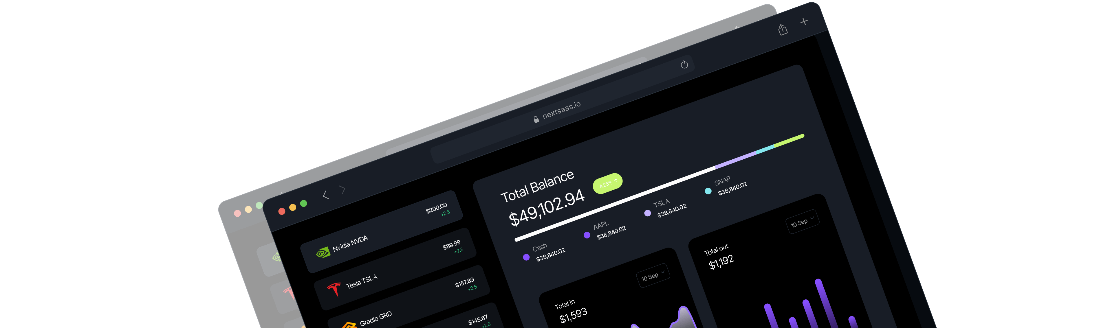 NextSaaS Hero Dashboard Dark Mode